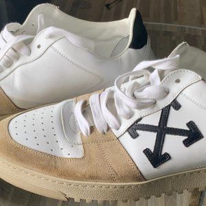 Off-White Men's 70s Leather Suede LowTop Sneakers, White/Black